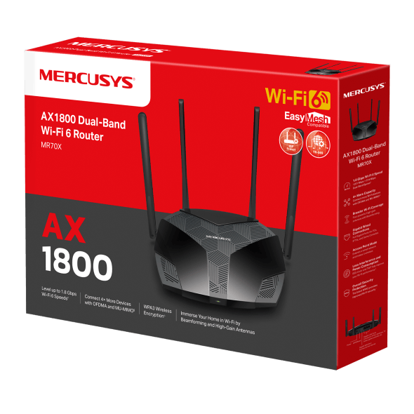 Mercusys MR70X V1 - Enrutador inalámbrico 3 puertos - 1GbE