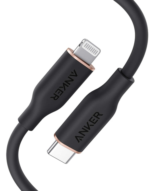 Anker - PowerLine III Flow USB-C with Lightning Connector 3ft Black