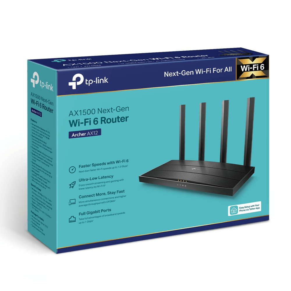 TP-LINK Archer AX12 V1 - Enrutador inalámbrico conmutador de 3 puertos - 1GbE