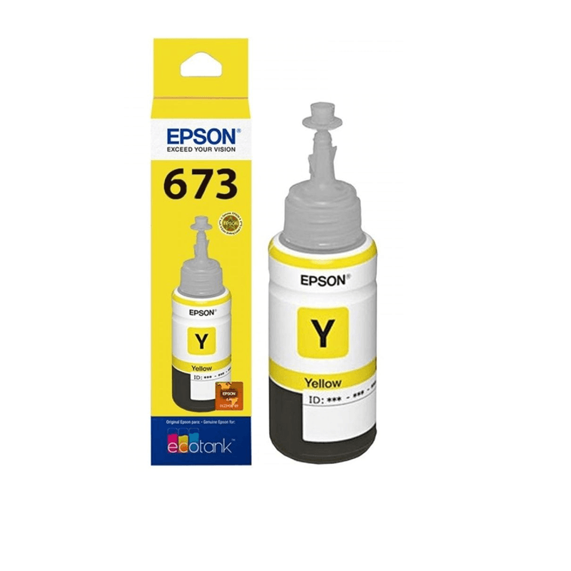Botella De Tinta Epson T673Y, Inyección De Tinta, Color Amarillo, Compatible Con Impresora Epson L800
