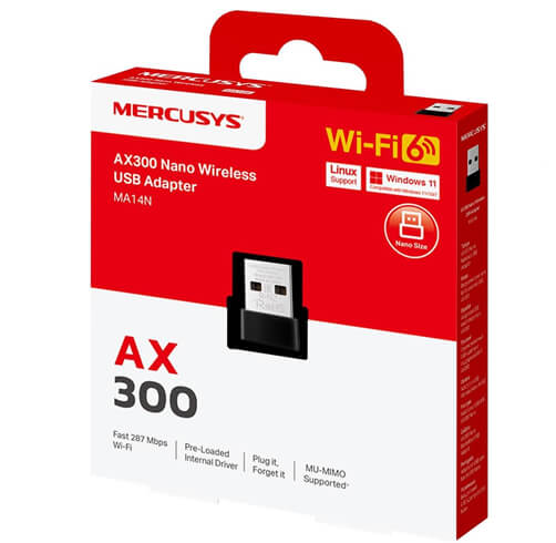 Adaptador USB Mercusys – AX300 Wi-Fi 6 Wireless Nano – MA14N